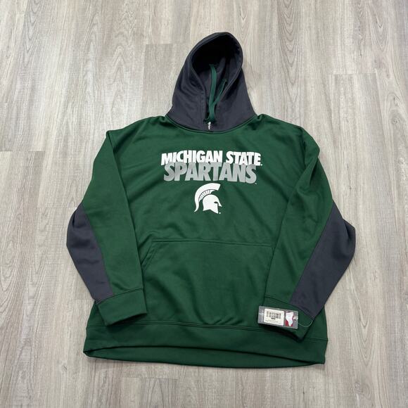 NEW Michigan State Spartans Hoodie Men's 2XL XXL Green Gray Sweatshirt MSU - Picture 1 of 9